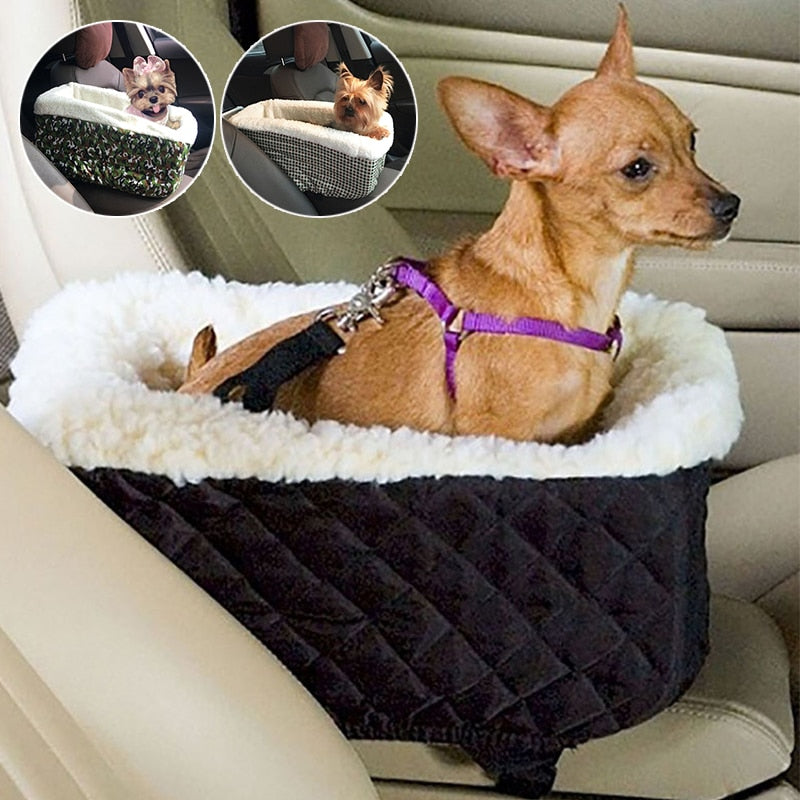 Universal Vehicle Armrest Box Pet Carrier Seat Nonslip Quilted  Pet Car Carrier for Dog Bags for Small Dogs Outdoor Travel