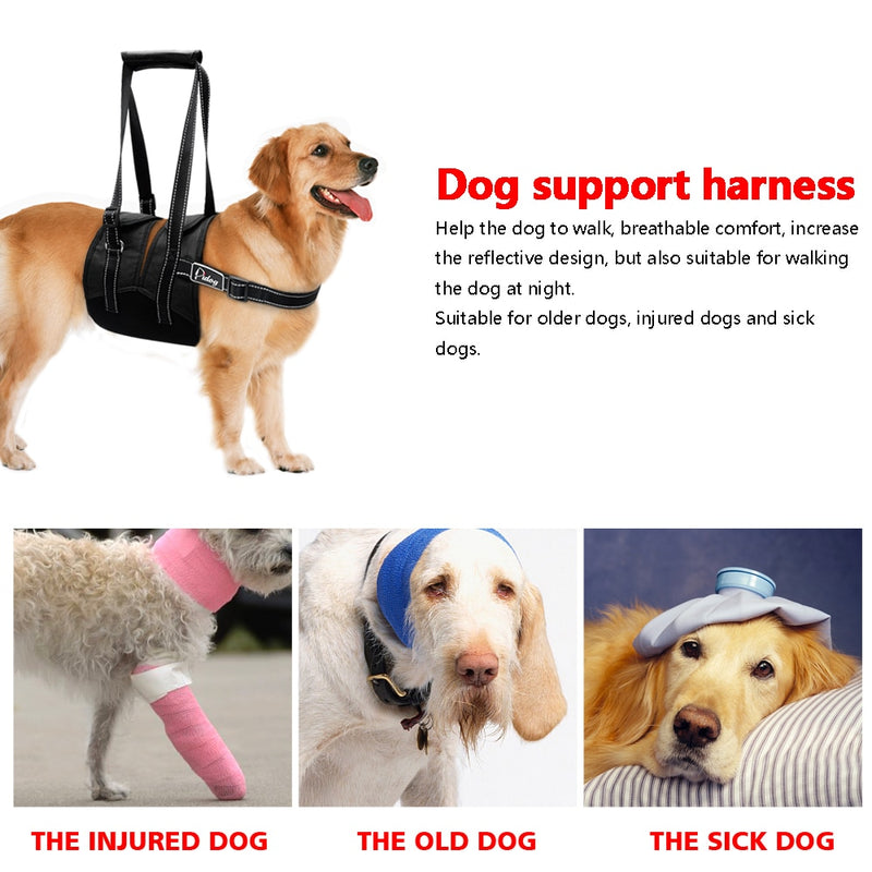 Reflective Dog Lift Harness Mesh Nylon Pet Lifting Support Vest Adjustable For Old Injured Large Dogs With Handle