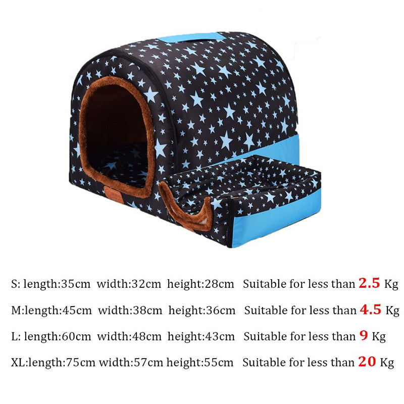 Warm Dog House Foldable Pet bed For large medium dogs beds Travelling Portable Print Stars Warm Soft Pet products