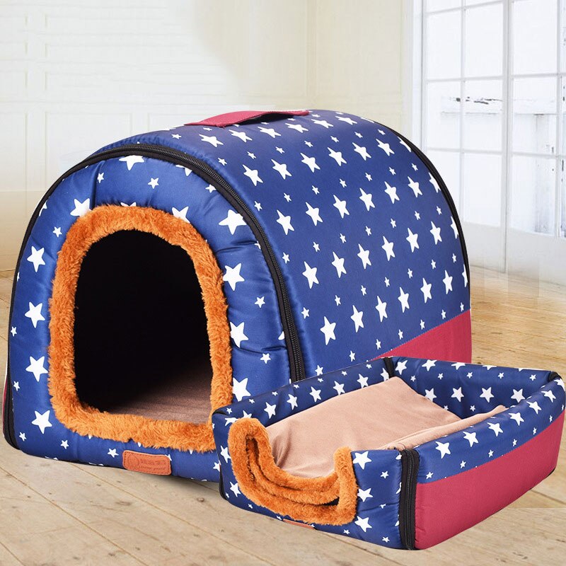 Warm Dog House Foldable Pet bed For large medium dogs beds Travelling Portable Print Stars Warm Soft Pet products