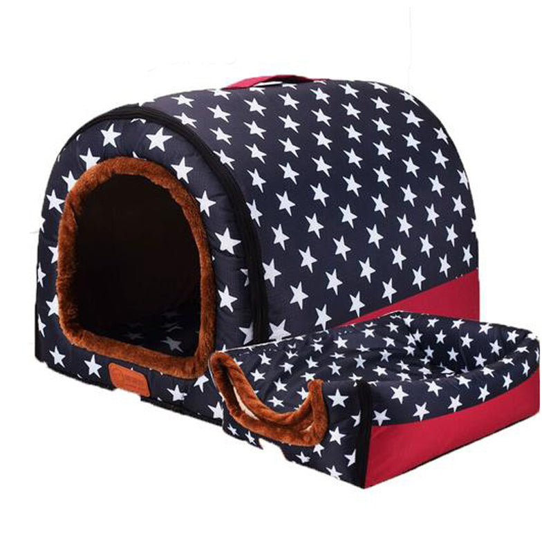 Warm Dog House Foldable Pet bed For large medium dogs beds Travelling Portable Print Stars Warm Soft Pet products