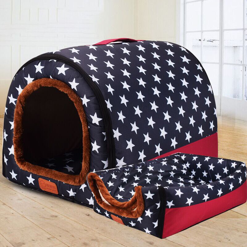 Warm Dog House Foldable Pet bed For large medium dogs beds Travelling Portable Print Stars Warm Soft Pet products