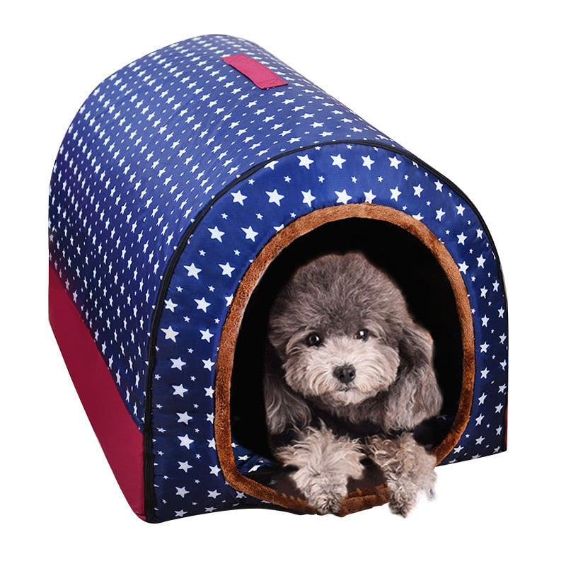 Warm Dog House Foldable Pet bed For large medium dogs beds Travelling Portable Print Stars Warm Soft Pet products