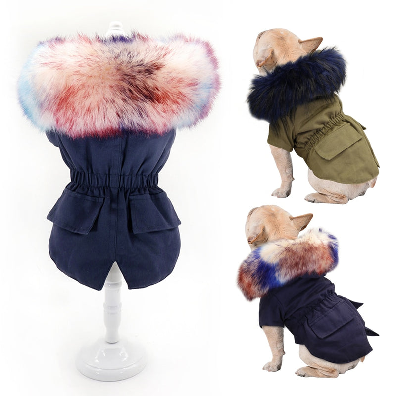 Warm Winter Dog Clothes Luxury Fur Dog Coat Hoodies for Small Medium Dog Windproof Pet Clothing Fleece Lined Puppy Jacket