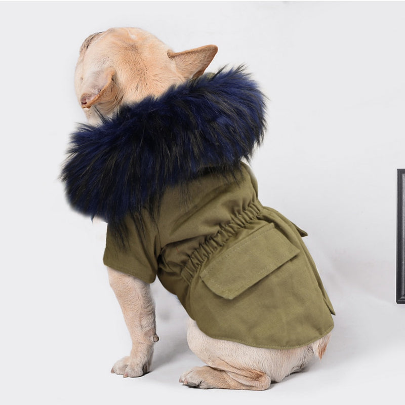 Warm Winter Dog Clothes Luxury Fur Dog Coat Hoodies for Small Medium Dog Windproof Pet Clothing Fleece Lined Puppy Jacket