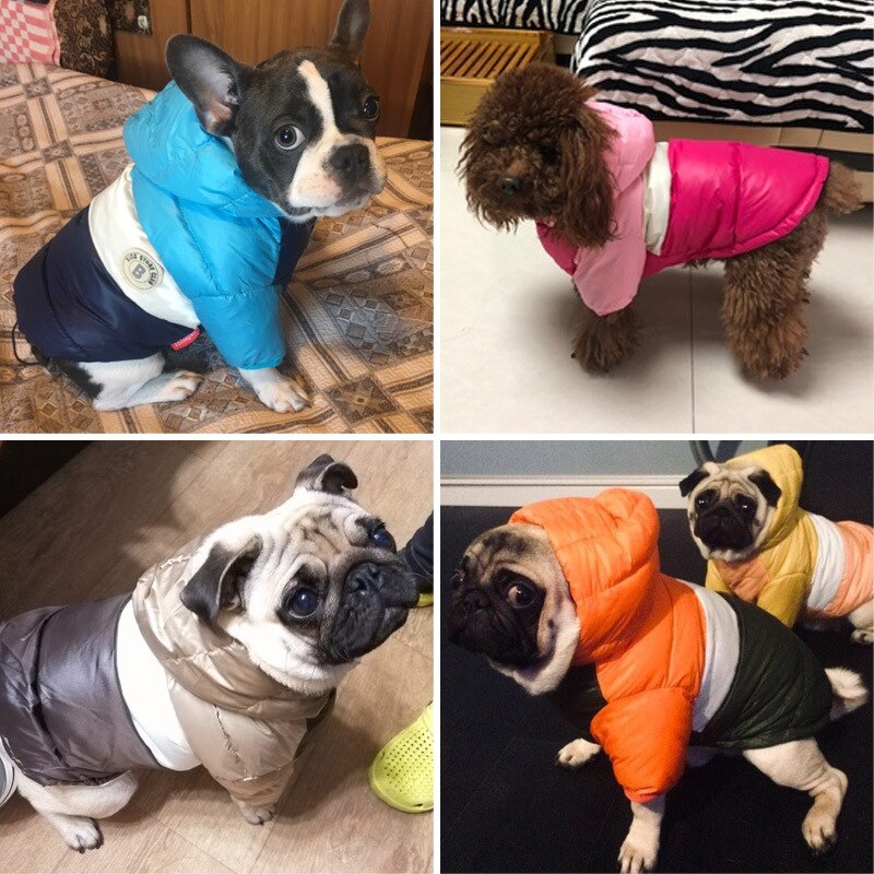 Waterproof Dog Jacket Cotton Coat Winter Warm Dog Clothes for Small Medium Dogs French Bulldog Pug Hooded Coat Pets Clothing