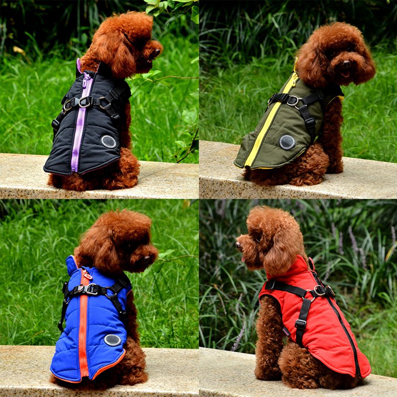 Waterproof Pet Dog Puppy Vest With Harness Jacket Chihuahua Clothing Warm Winter Dog Clothes Coat For Small Medium Large Dogs