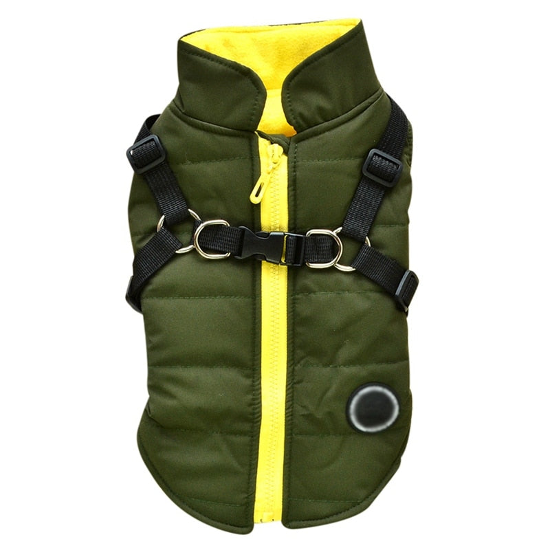 Waterproof Pet Dog Puppy Vest With Harness Jacket Chihuahua Clothing Warm Winter Dog Clothes Coat For Small Medium Large Dogs