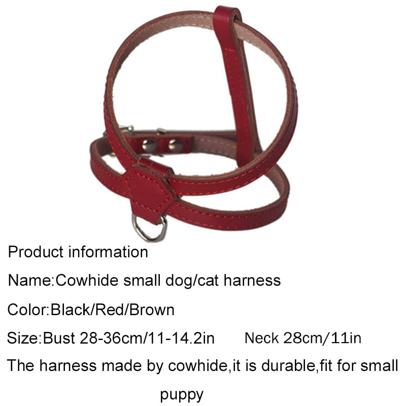 PU Leather Dog Harness for Small Dogs Adjustable Chest Strap Pet Harness Training for Puppy Chihuahua Dog Accessories