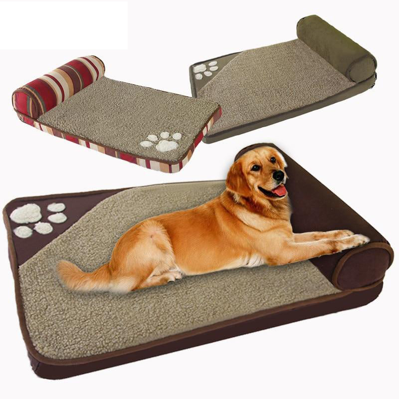 Pt Dog Bed Blue Brown Dog House Sofa Kennel Square Pillow For Large Dogs Cat House Beds Mat Pet Supplies