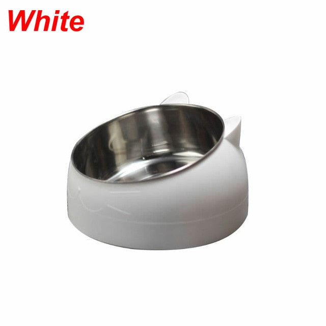 Stainless Steel Cute Cat and Dog Bowl Protection Cervical Vertebra Feeding Dishes Oblique Mouth Pet Stainless Steel Food Bowls