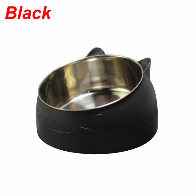 Stainless Steel Cute Cat and Dog Bowl Protection Cervical Vertebra Feeding Dishes Oblique Mouth Pet Stainless Steel Food Bowls