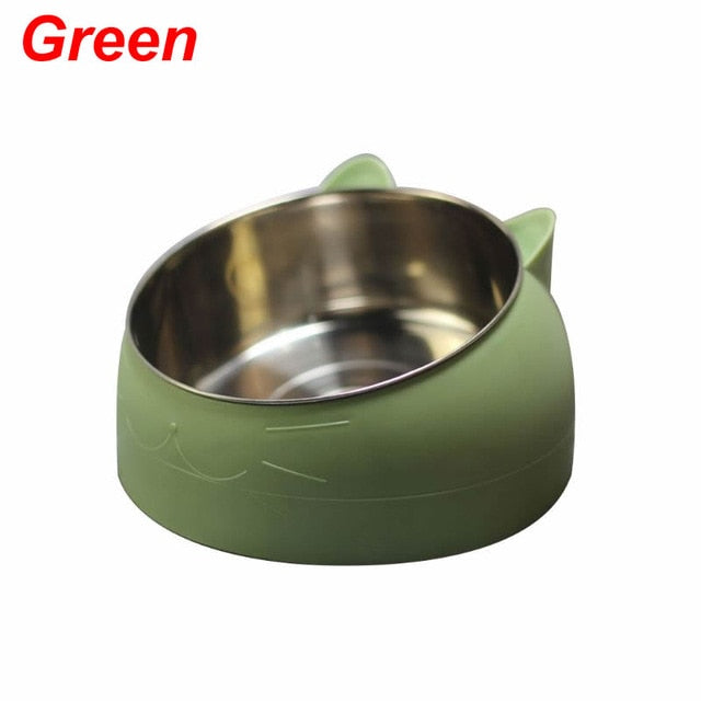 Stainless Steel Cute Cat and Dog Bowl Protection Cervical Vertebra Feeding Dishes Oblique Mouth Pet Stainless Steel Food Bowls