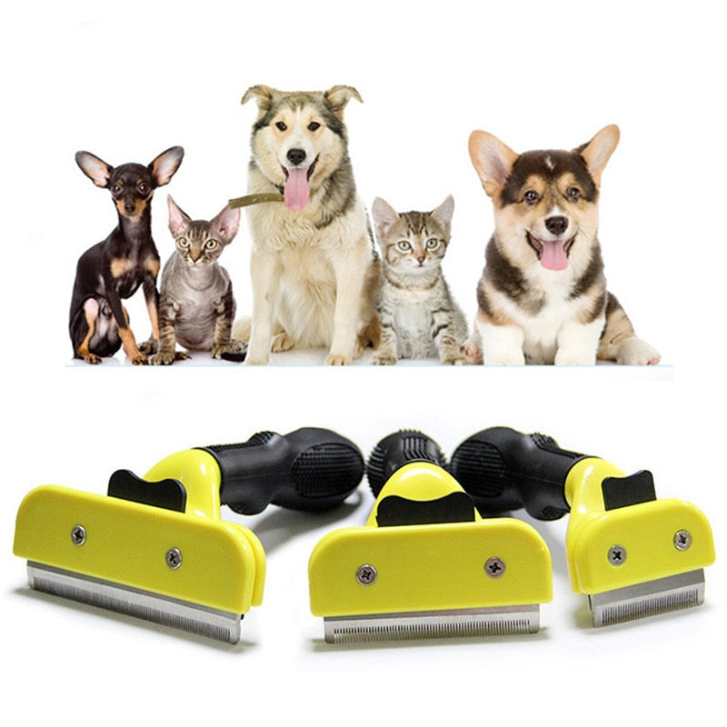 S M LYellow Pet Hair Brushes For Dog Cat Small Animal Grooming Comb Tickle Fur Cleaning Brush Hair Clipper Tools Furmines