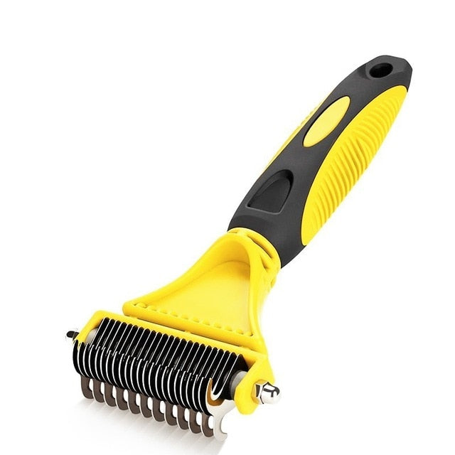 Safe Dog Dematting Comb Pet Hair Brush Grooming 2 Sided Professional Undercoat Rake For Easy Mats & Tangles Removing Cat