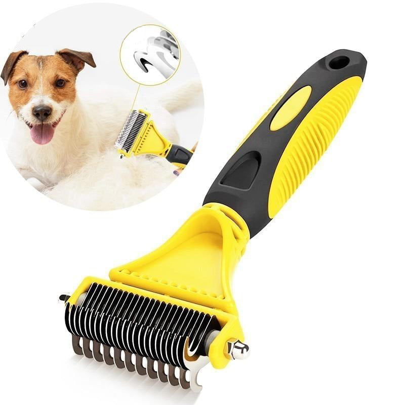 Safe Dog Dematting Comb Pet Hair Brush Grooming 2 Sided Professional Undercoat Rake For Easy Mats & Tangles Removing Cat