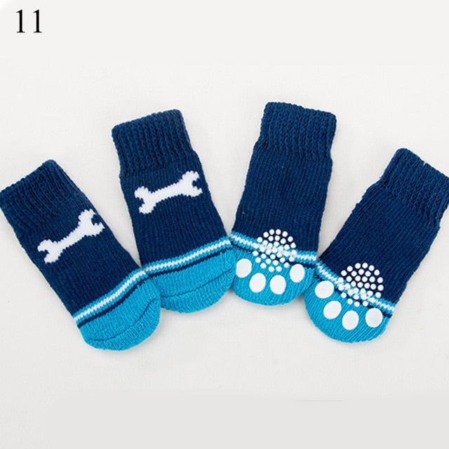 4PCS Cute Puppy Dog Knit Socks Cotton Anti-Slip Cat Shoes For Autumn Winter