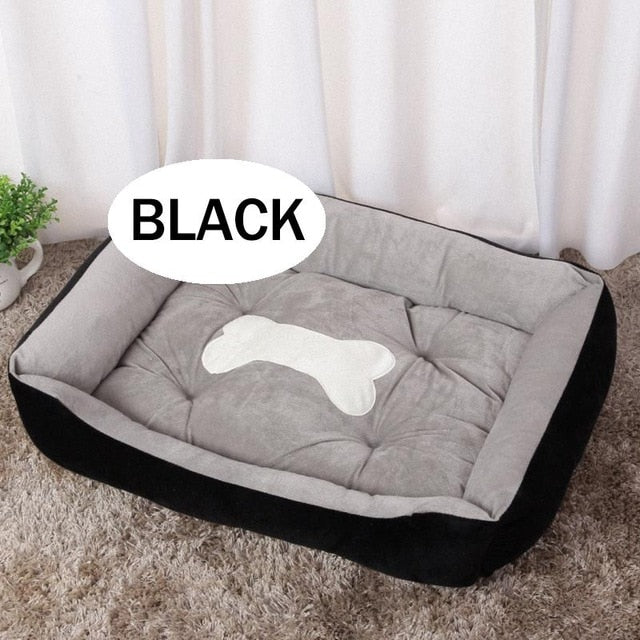 Bone Pet Bed Warm Linen Dog Soft Washable House For Cat Puppy Cotton Kennel