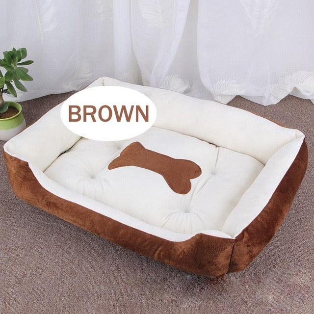 Bone Pet Bed Warm Linen Dog Soft Washable House For Cat Puppy Cotton Kennel