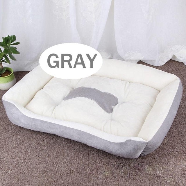 Bone Pet Bed Warm Linen Dog Soft Washable House For Cat Puppy Cotton Kennel