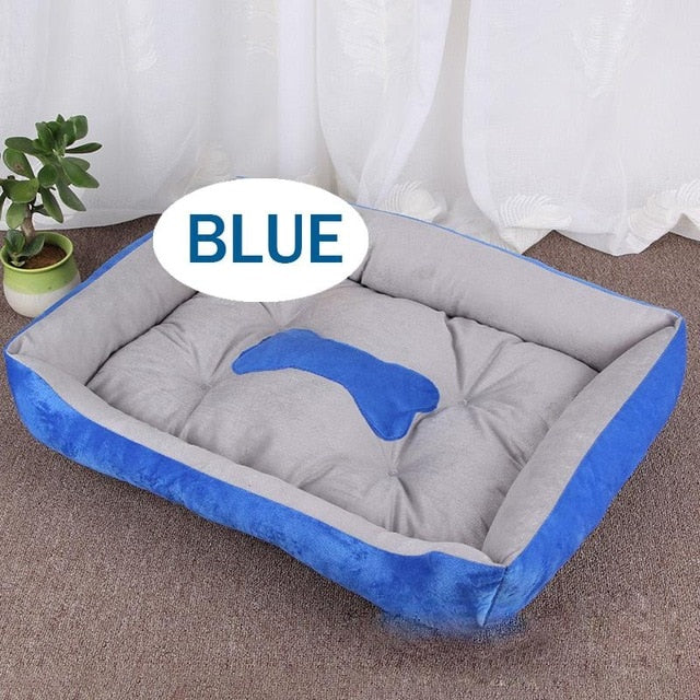 Bone Pet Bed Warm Linen Dog Soft Washable House For Cat Puppy Cotton Kennel