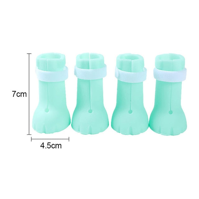 4 Pcs Anti-Scratch Cat Shoes Boots Cover Adjustable Rubber Precaution Scratch Cat Bathing