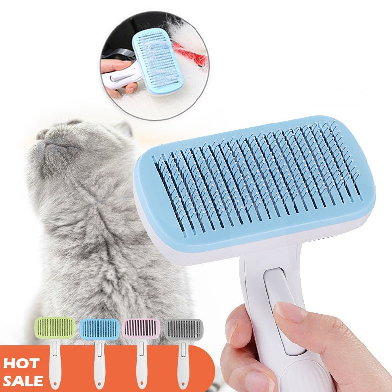 Pet Cat Brush Hair Remover Comb Self Cleaning Cat Slicker Brush Shedding Trimmer Comb for Cats Dogs Long Hair Pet Grooming Tools