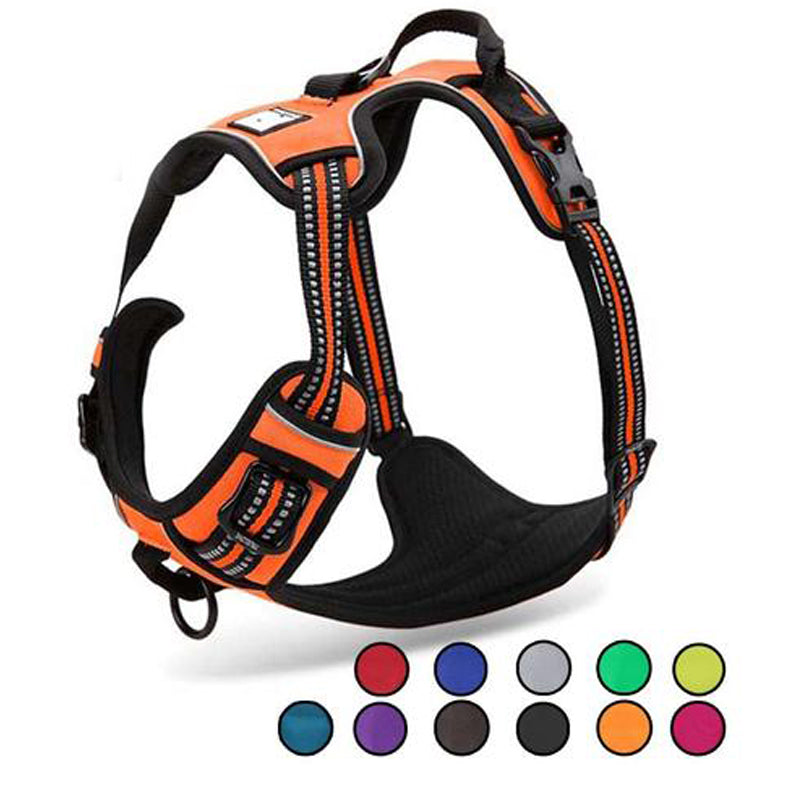 Reflective Nylon Large Pet Dog Harness All Weather Service Dog Ves Padded Adjustable Safety Vehicular Lead For Dogs Pet