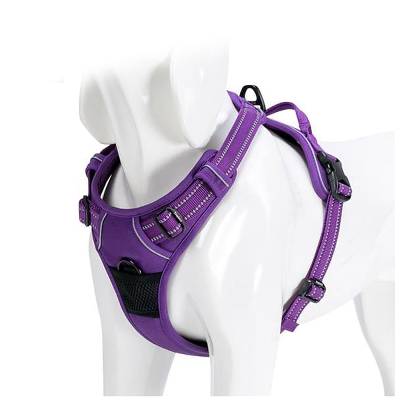 Reflective Nylon Large Pet Dog Harness All Weather Service Dog Ves Padded Adjustable Safety Vehicular Lead For Dogs Pet