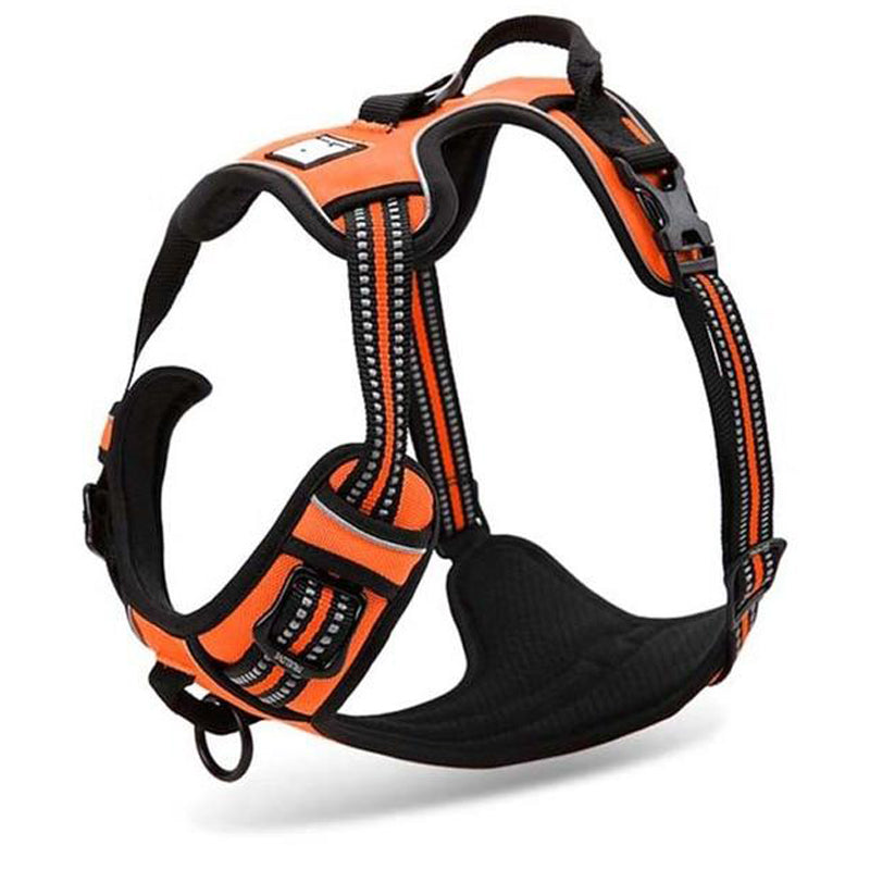 Reflective Nylon Large Pet Dog Harness All Weather Service Dog Ves Padded Adjustable Safety Vehicular Lead For Dogs Pet